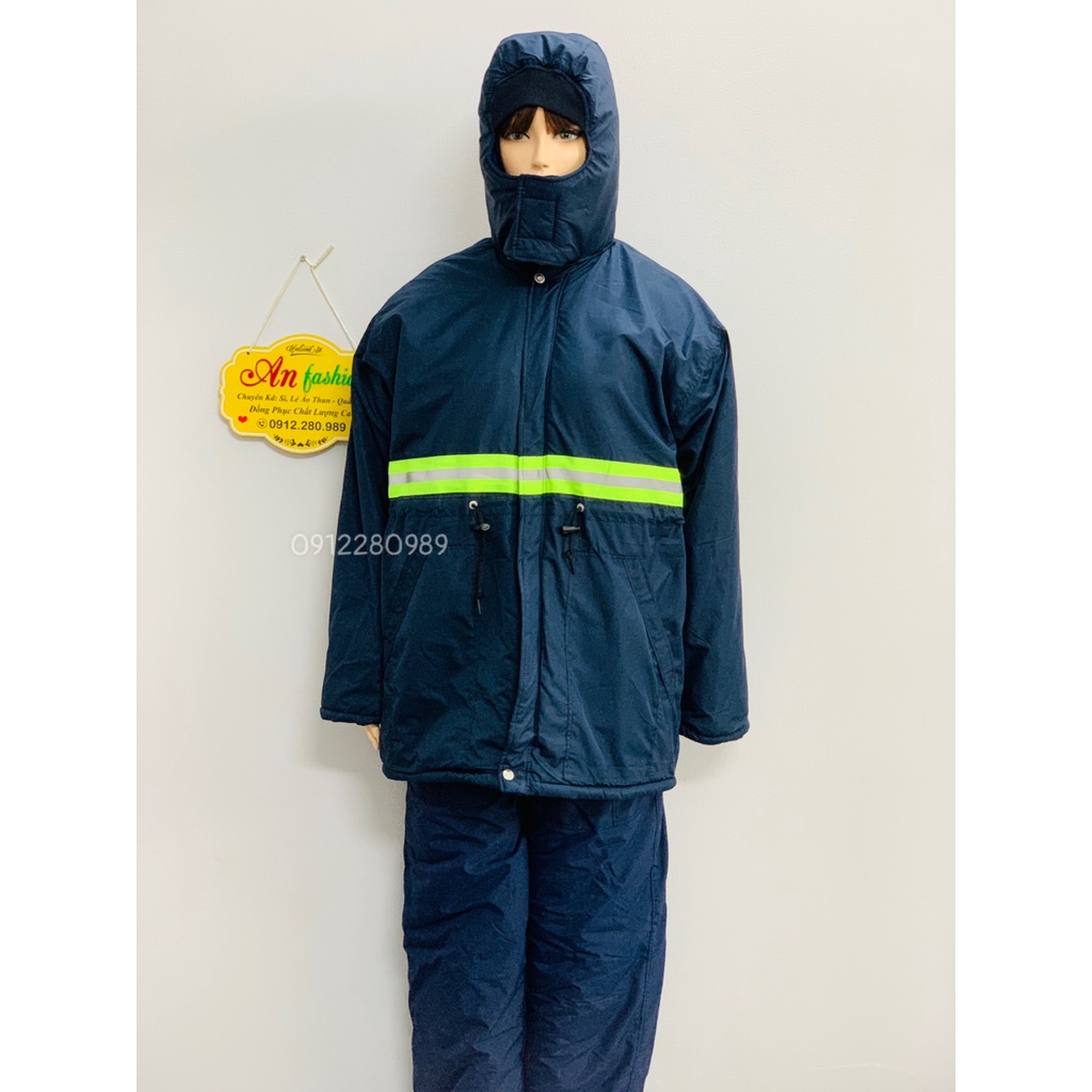 Áo khoát dùng trong kho lạnh -10 độ có gắn phản quang _ Hình chụp thật