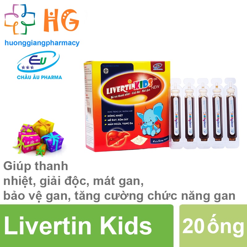 Mát gan cho bé Livertin Kids New Giải độc gan Bảo vệ gan Tăng cường chức năng gan Giảm mụn nhọt mẩn ngứa rôm sẩy vàng da