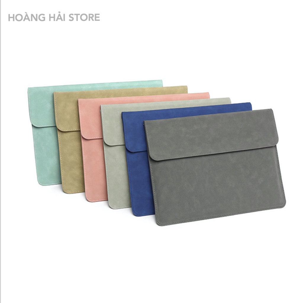 Bao da chống sốc cho macbook, laptop, surface chất da lộn kèm ví