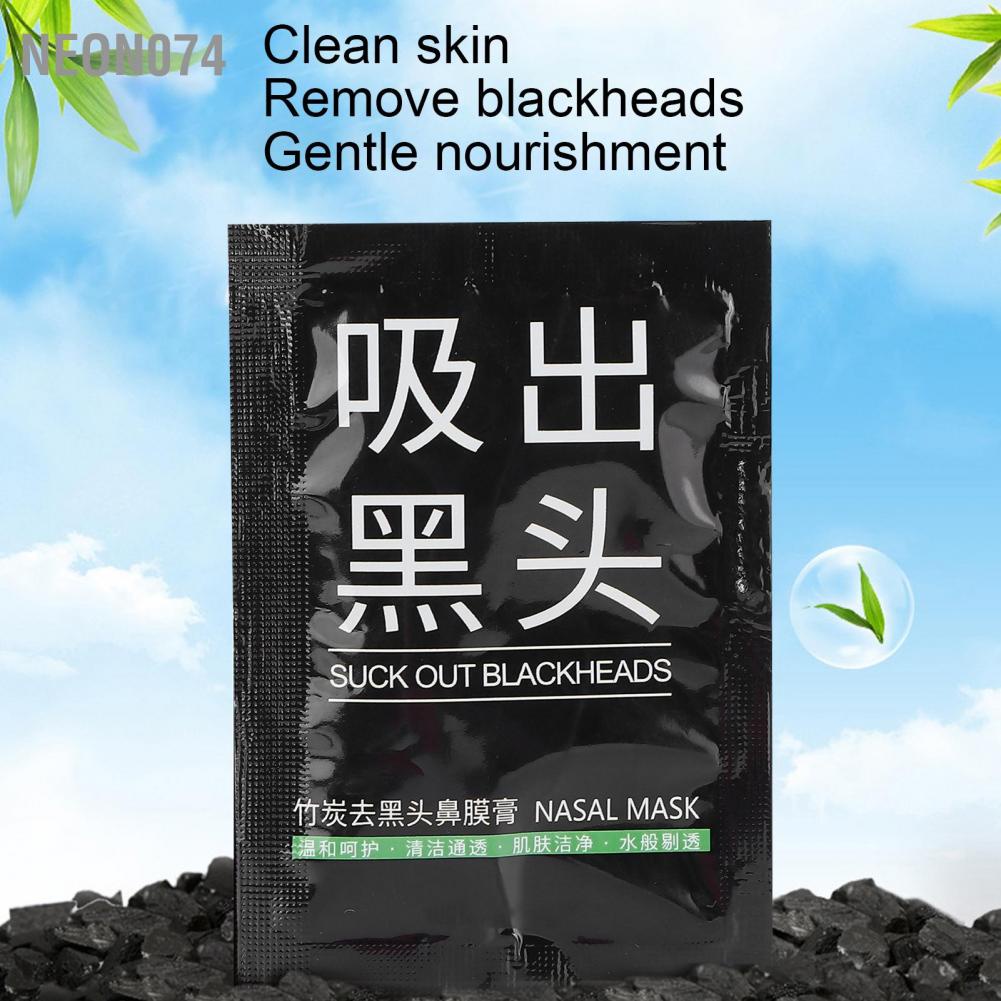Neon074 Blackhead Removal Nose Mask Bamboo Charcoal Skin Cleansing Peel Off Care 6g Mặt nạ than tre