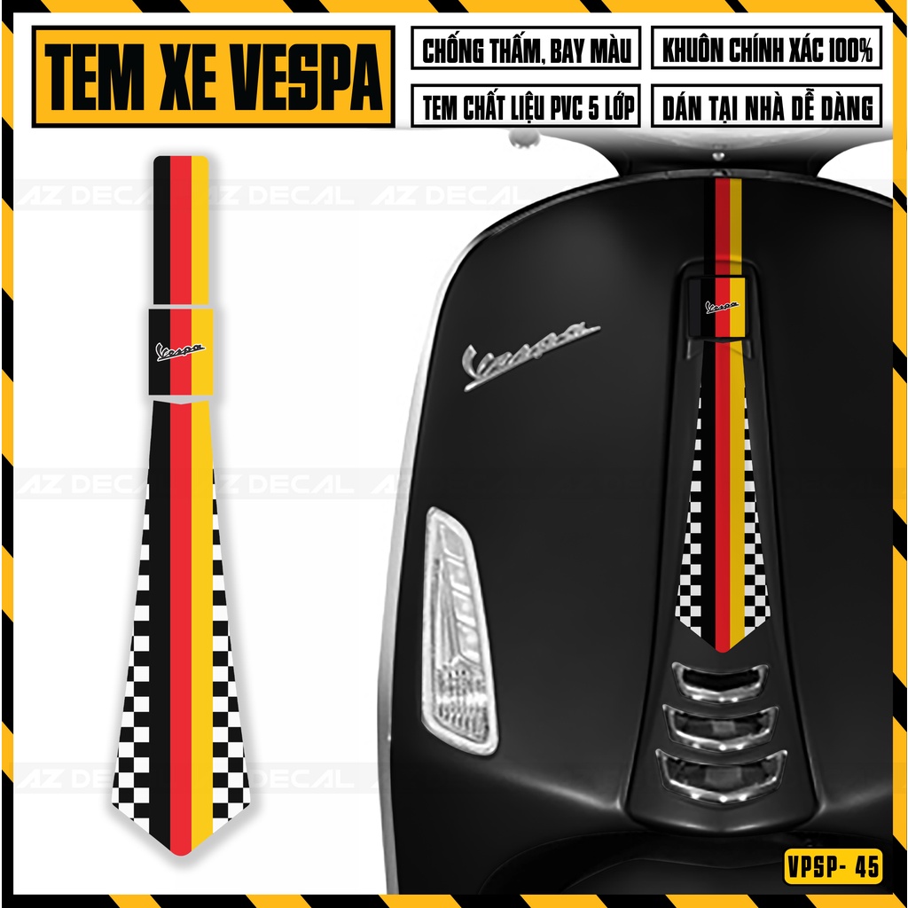 Tem Vespa Sprint / Primavera Thiết Kế Cờ Các Nước Anh Pháp Đức Nhật .. | VPSP45 | Decal Dán Xe Máy Vespa Chống Nước