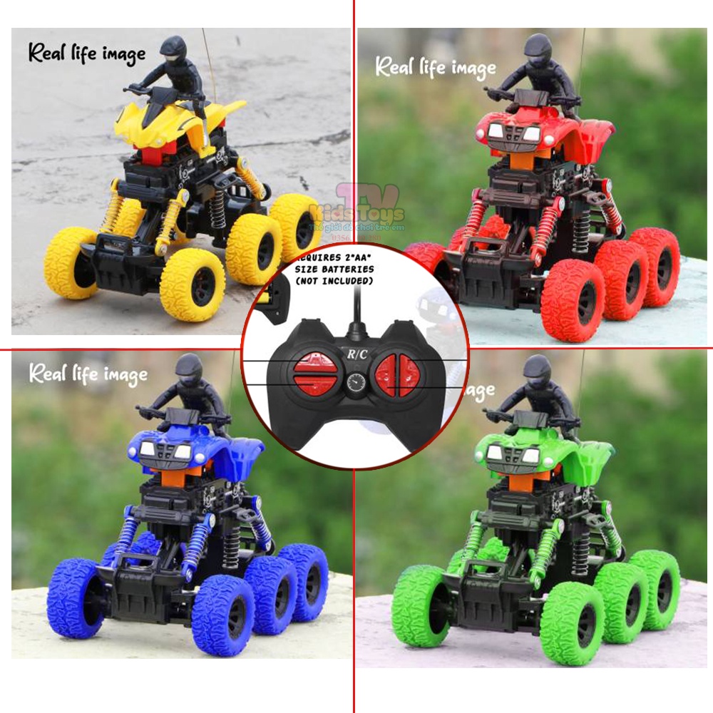 Đồ chơi xe moto điều khiển từ xa 6 bánh lớn chạy pin sạc, xe điều khiển siêu địa hình Kidstoys TV