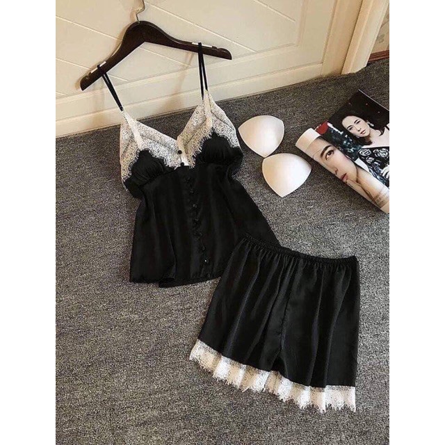 Bộ ngủ lụa cúc viền ren - Hàng loại 1 | BigBuy360 - bigbuy360.vn