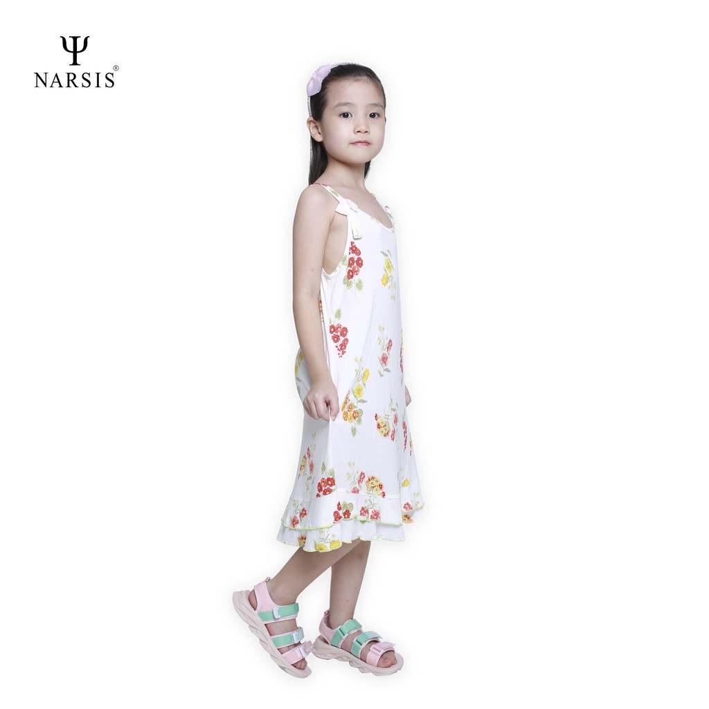 Váy bé gái Narsis KB0013 chất Cotton Rayon màu trắng ngà hoa dây