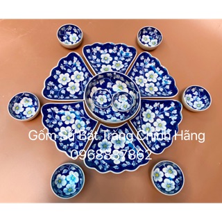 Bộ bát đĩa hoa mặt trời men lam mẫu mới