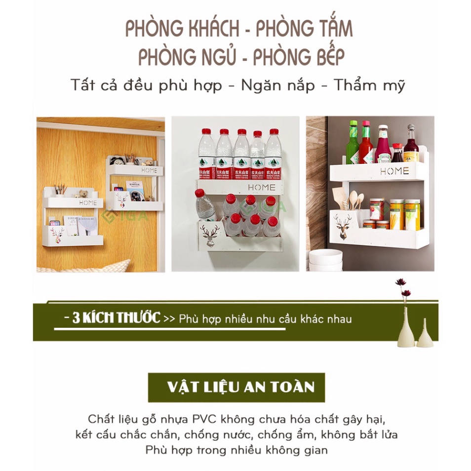 Kệ treo tường 2 tầng IGA thông minh hiện đại để đồ trang trí phòng khách/ngủ - IG391