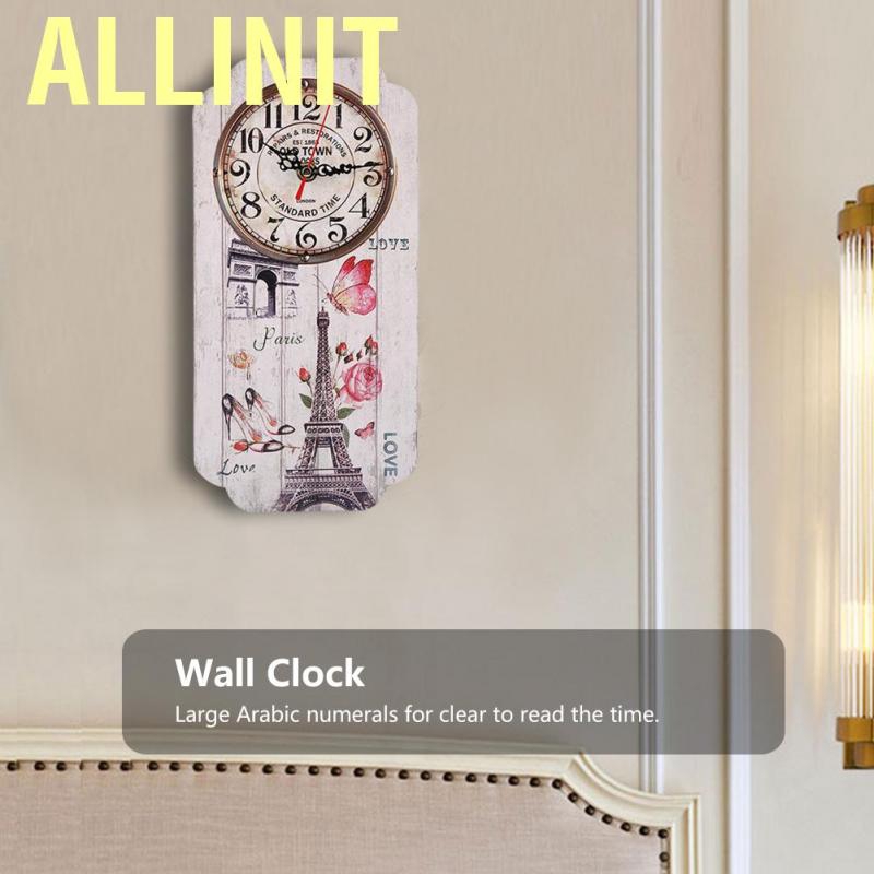 Allinit Analog wall clock with Arabic numerals in vintage European style for furniture not ticking silent easy to read