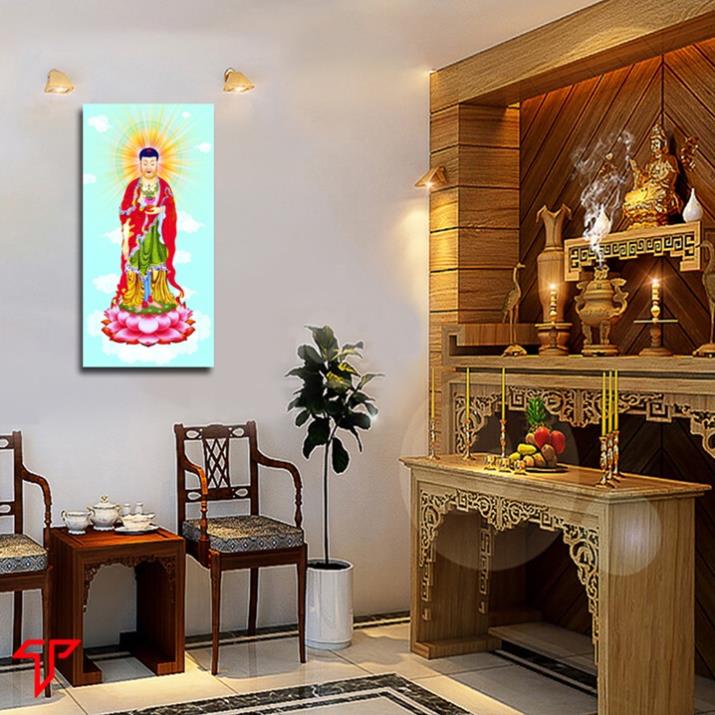 Tranh thờ phật, tranh ép gỗ phật Adida, phật A di đà kích thước 30X60 cm