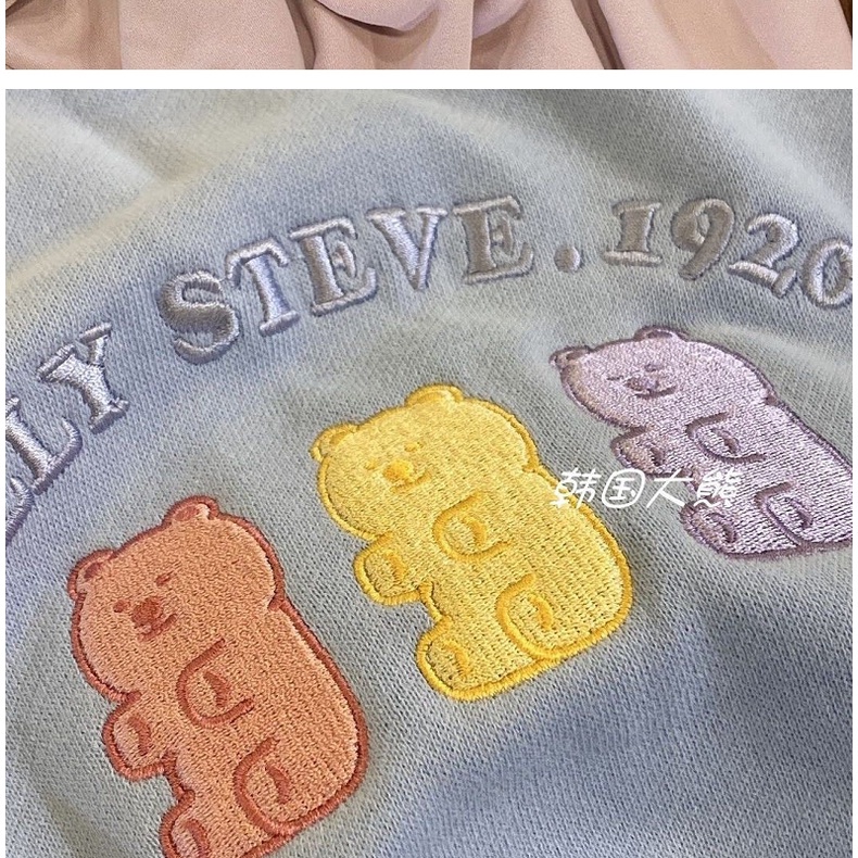 Áo sweater cổ tròn thêu hình chú gấu xinh xắn thời trang thu đông dành cho nữ | BigBuy360 - bigbuy360.vn
