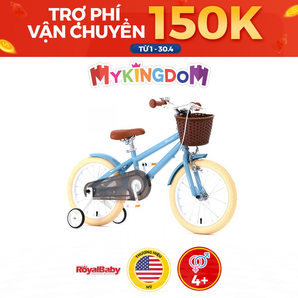 [NHẬP MÃ MYKINGBI TRỢ SHIP 150K] Xe Đạp Trẻ Em Royal Baby Macaron 14 Inch Xanh Dành Cho Bé Từ 4-6 Tuổi RB14B-6-3-BL