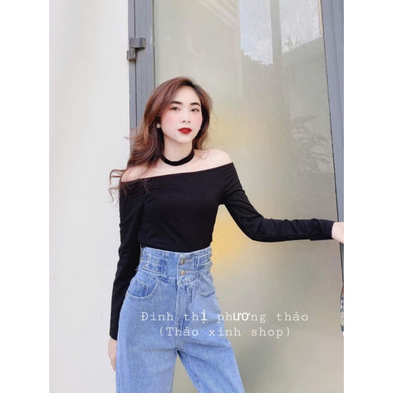 Quần jeans baggy lưng cao 3 cúc thảo xinh shop có bán tách set