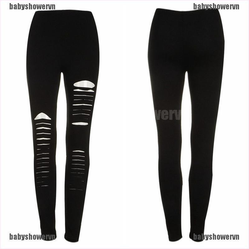 Quần legging phối họa tiết rách quyến rũ cho nữ