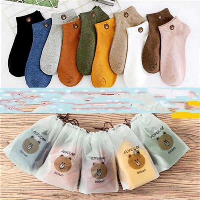 Tất Vớ Nữ Ulzzang Trơn Cổ Ngắn Hình Gấu Phong Cách Vintage Hàn Quốc Siêu Cute - MiuMiu Mart