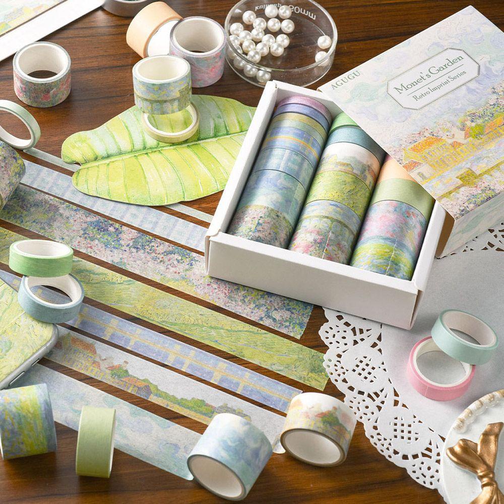 Set 20 Cuộn Băng Dính Washi Nhiều Họa Tiết Dùng Trang Trí Sổ Tay DIY