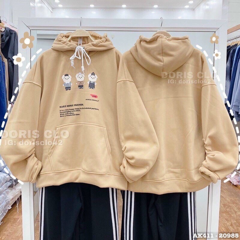 Áo Khoác Hoodie Nam Nữ Nỉ Bông Tay Phồng Cánh Dơi Hàng UNISEX Áo Hoodie Nỉ Sweater Nam Nữ in 3 GẤU - AK3411 | BigBuy360 - bigbuy360.vn
