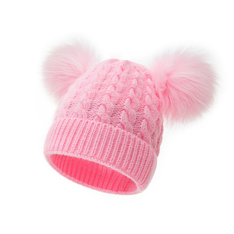 Mũ beanie Trùm Đầu Giữ Ấm Đính Quả Bông Cho Bé