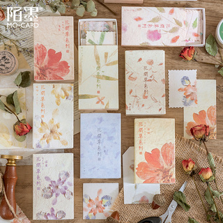 Set 30 / hộp thẻ giấy trang trí sổ lưu niệm họa tiết hoa sen sáng tạo nhiều kiểu dáng dễ thương