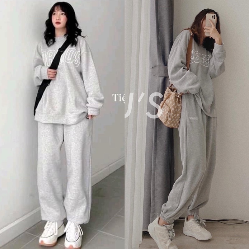 [Ảnh thật/Video]Set bộ nỉ COSMOS gồm áo và quần dài phong cách Hàn Quốc | BigBuy360 - bigbuy360.vn