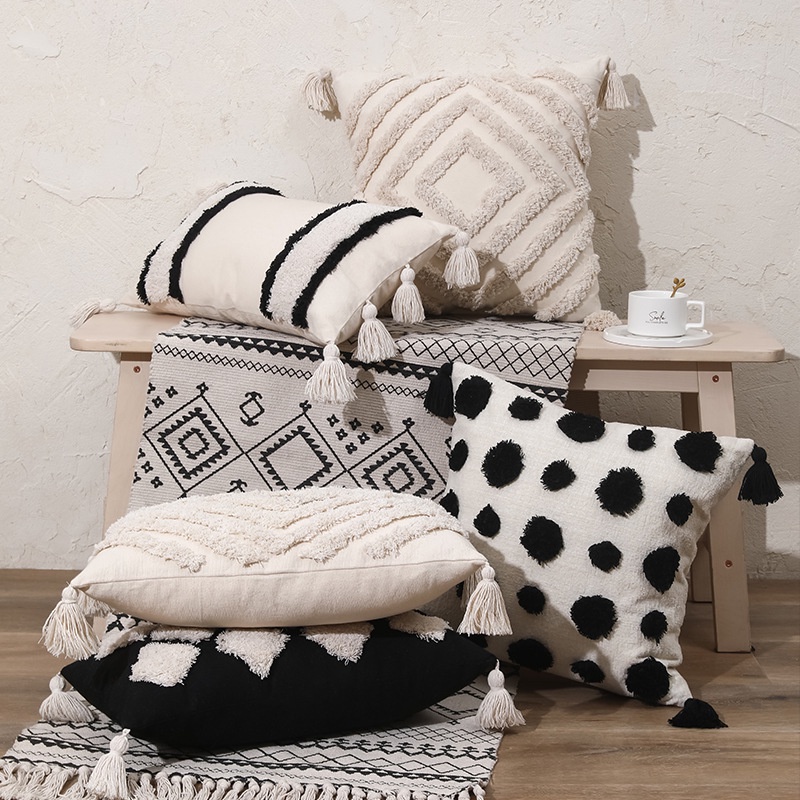 Vỏ Gối Vuông Họa Tiết Ma Rốc Phong Cách Bohemian Ốp