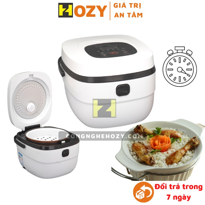 Nồi cơm điện mini 2l thông minh hẹn giờ , lòng nồi 2 lit, 8 chức năng tiện lợi ,nấu cháo,hầm xương, làm bánh ,hấp