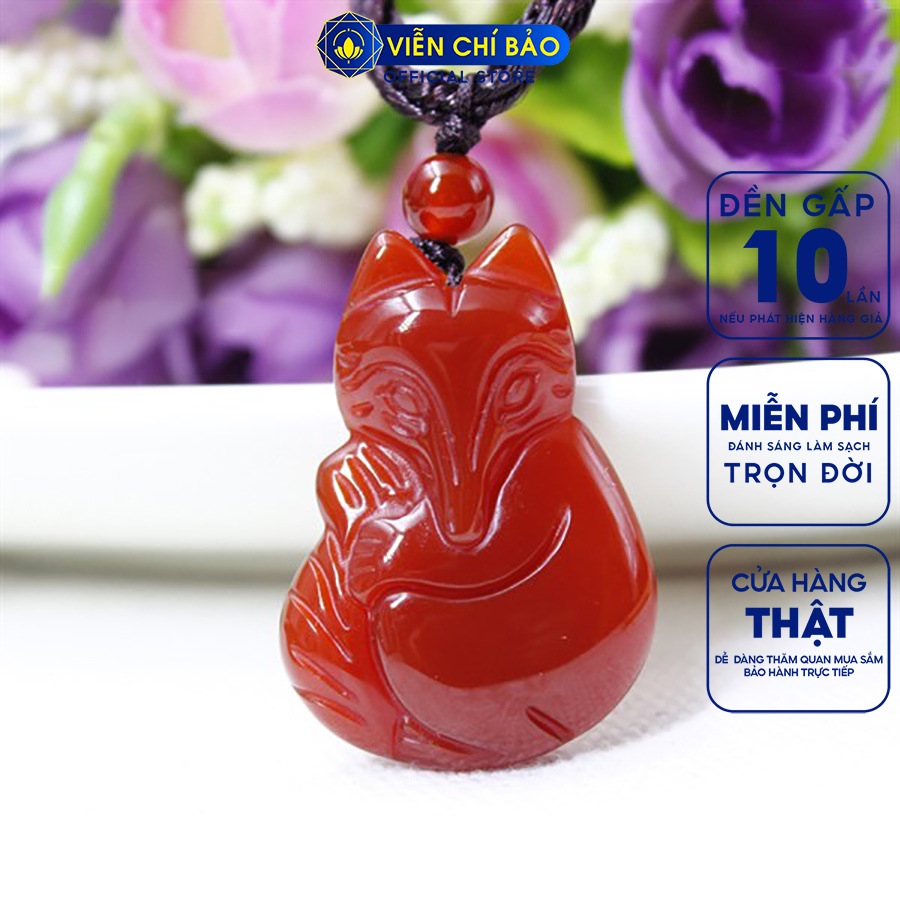 Mặt dây chuyền Cửu Vỹ Thiên Hồ đá đỏ chất liệu đá tự nhiên thời trang phụ kiện trang sức Viễn Chí Bảo M200095