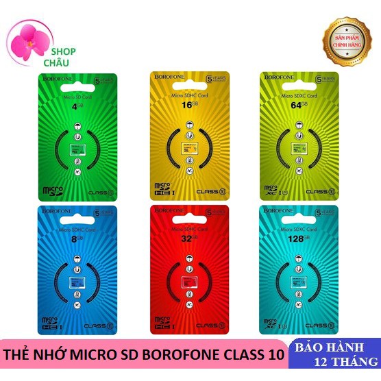 Thẻ Nhớ Micro SDXC Card Borofone Class 10 Chính Hãng - Đầy Đủ Dung lượng (4G/8G/16G/32G/64G)