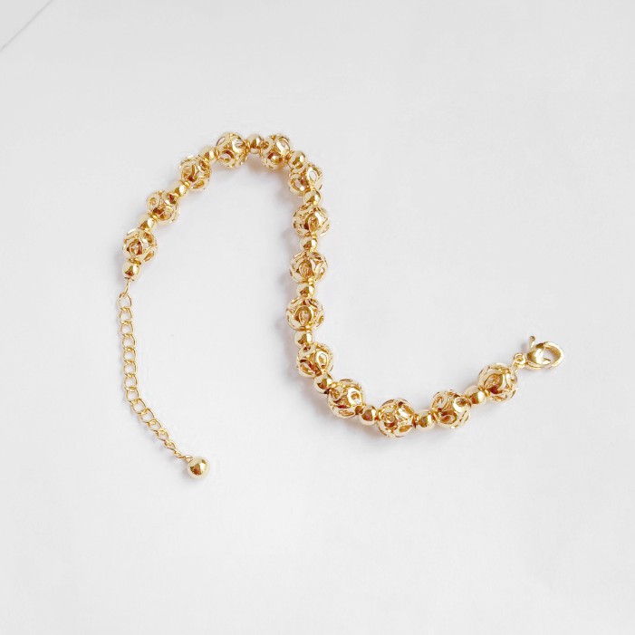 Lắc tay bi tròn chất liệu inox xi vàng  dễ thương phụ kiện trang sức dành cho nữ - kỳ lân