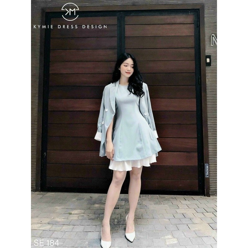 Set đầm chữ A phối voan kèm áo khoác vest | BigBuy360 - bigbuy360.vn