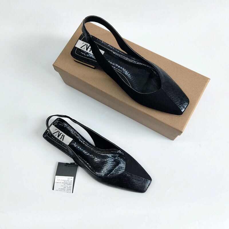 Giày sandal Zara mũi vuông hở gót