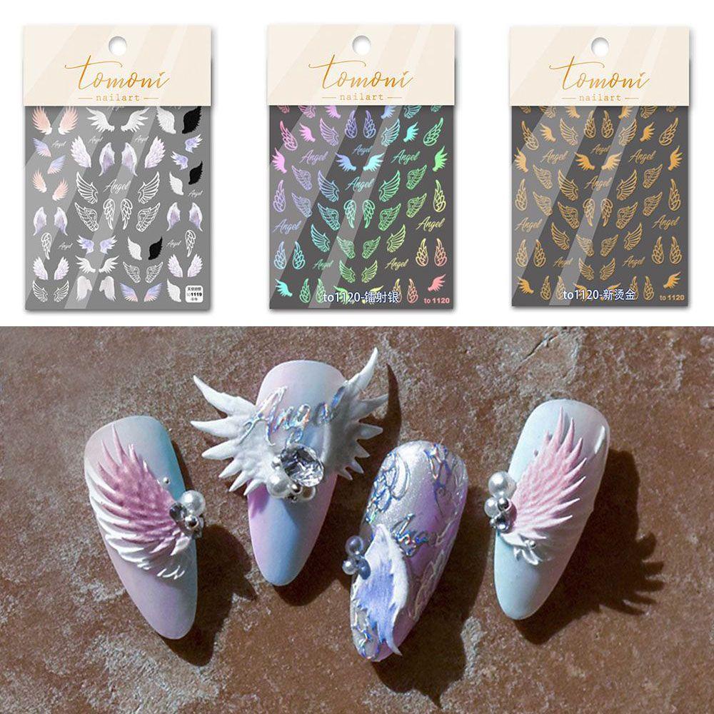 Sticker Dán Móng Nghệ Thuật Họa Tiết Đôi Cánh 5D