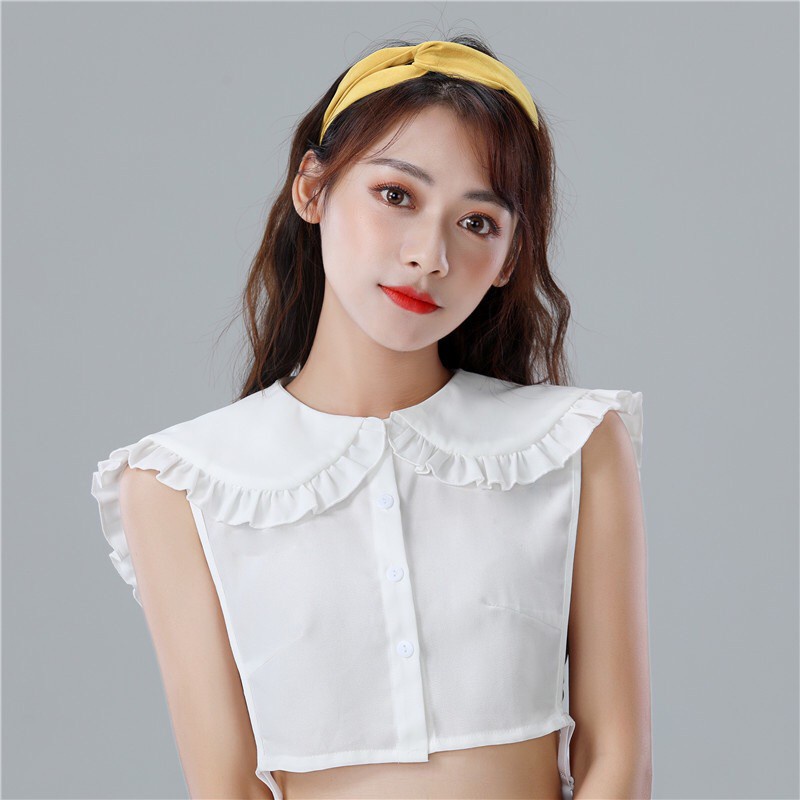 Cổ áo sơ mi giả tháo rời cho nữ chất ren xinh xắn, tiện lợi phối cùng áo đầm không cổ, thời trang thu đông - AOTH