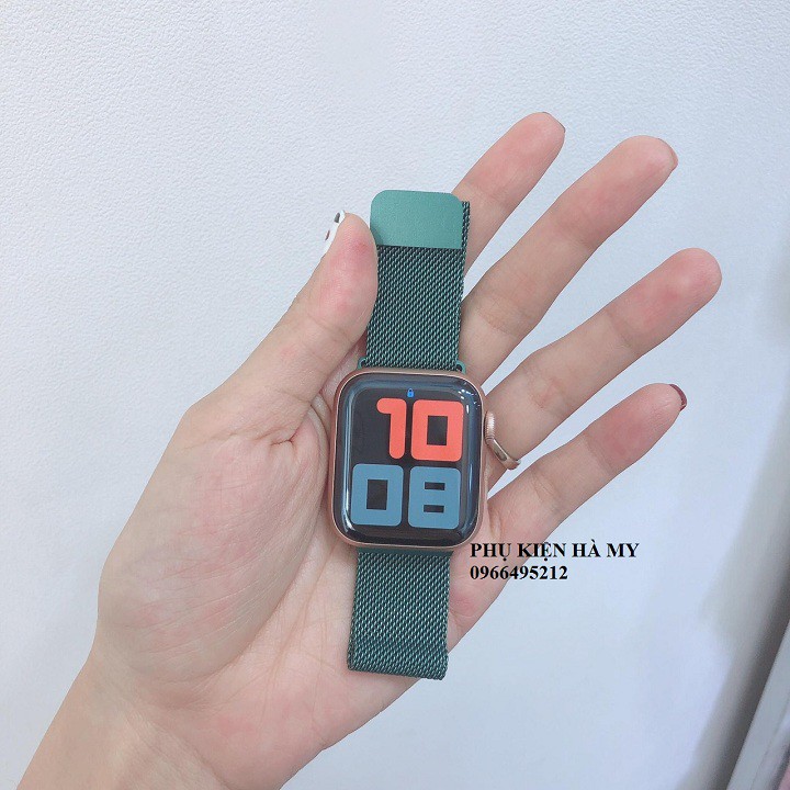 [Midnight green] Dây đeo Thép Chống Gỉ và dây cao su mầu Midnight green cho Apple Watch ( Milanese Loops)