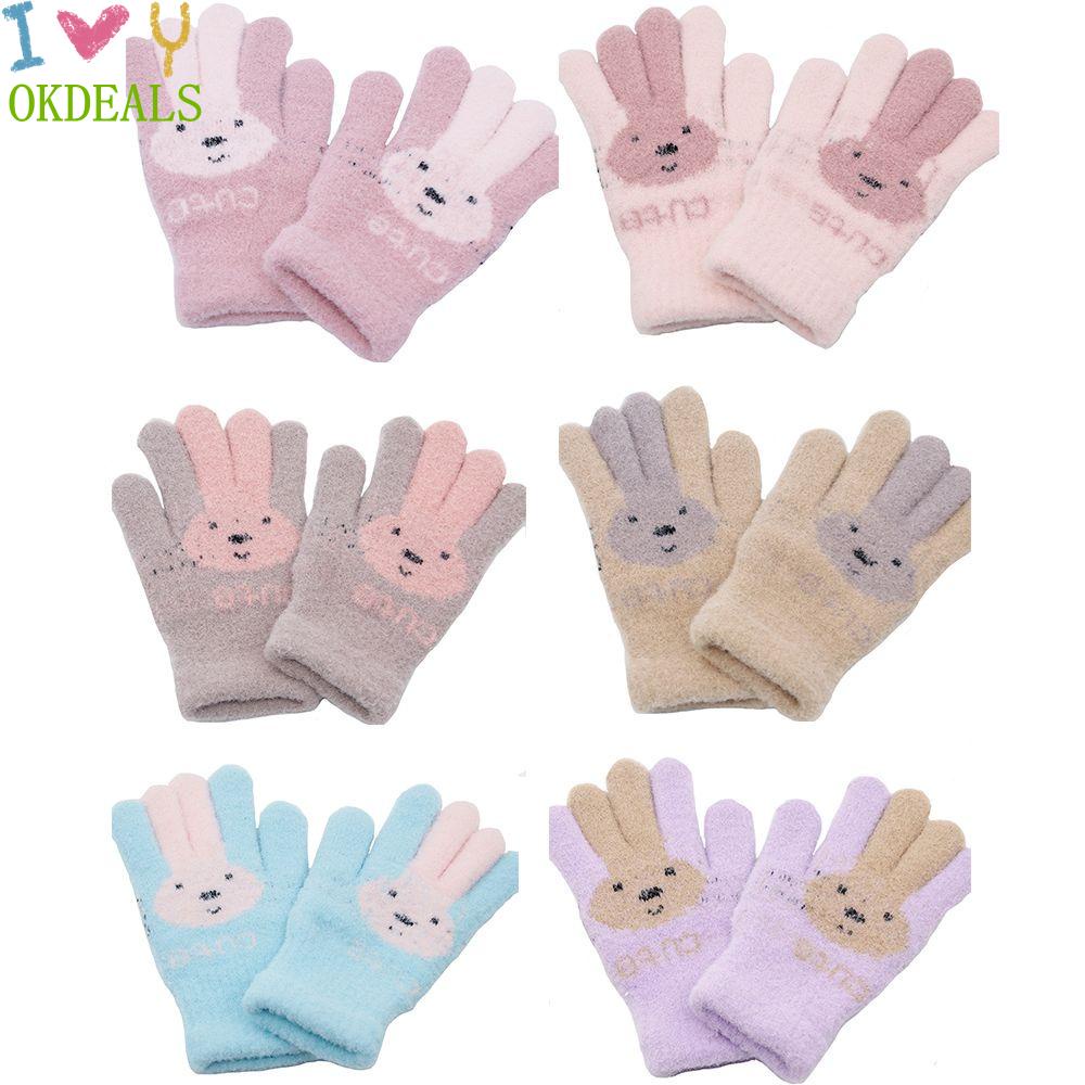 Đôi găng tay len hình thỏ mềm mại ấm áp nhiều màu sắc cho bé gái 4-10 tuổi