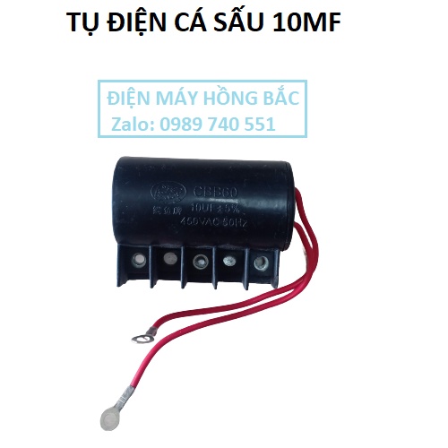 01 tụ điện 10MF cá sấu - bắt ốc dùng cho bơm nước và thiết bị điện khác