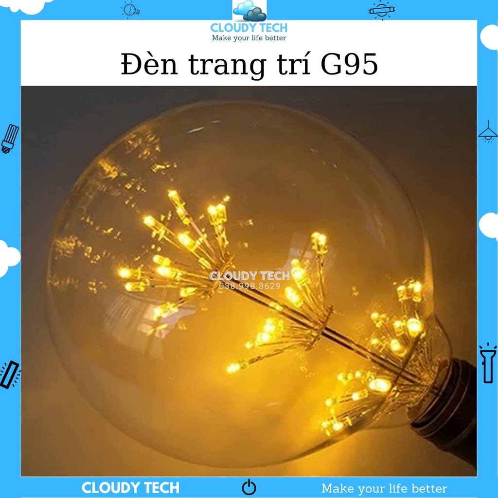 Đèn trang trí, trang trí phòng khách, quán café, phòng ngủ, ngoài trời, sân vườn Edison G95 - 3W