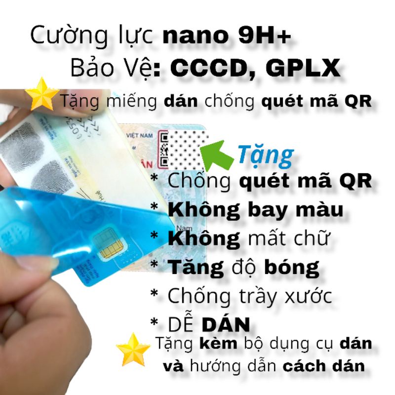 Kính Cường Lực 9H+ Dán Bảo Vệ chống trầy CCCD và GPLX
