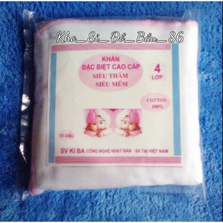 Set 10 Khăn xô sữa Kipa siêu mềm 4 lớp cho bé yêu