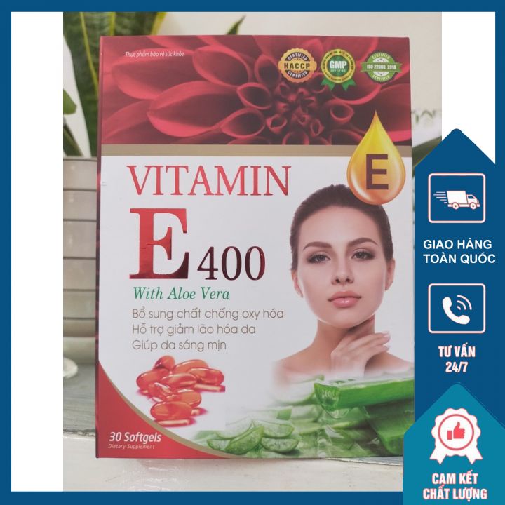 Vitamin E💓FREESHIP💓Viên Uống Đẹp Da Vitamin E 400 With Aloe Vera Chống Lão Hóa Tái Tạo Da