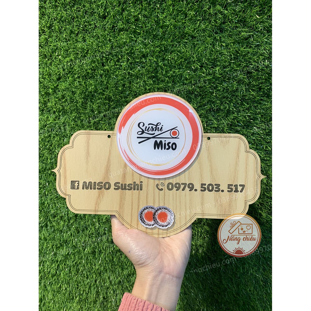 Bảng gỗ cho quán Sushi, decor quán ăn, tiệm ăn vặt , trà sữa, treo trước cửa shop bán hàng quần áo, thời trang...