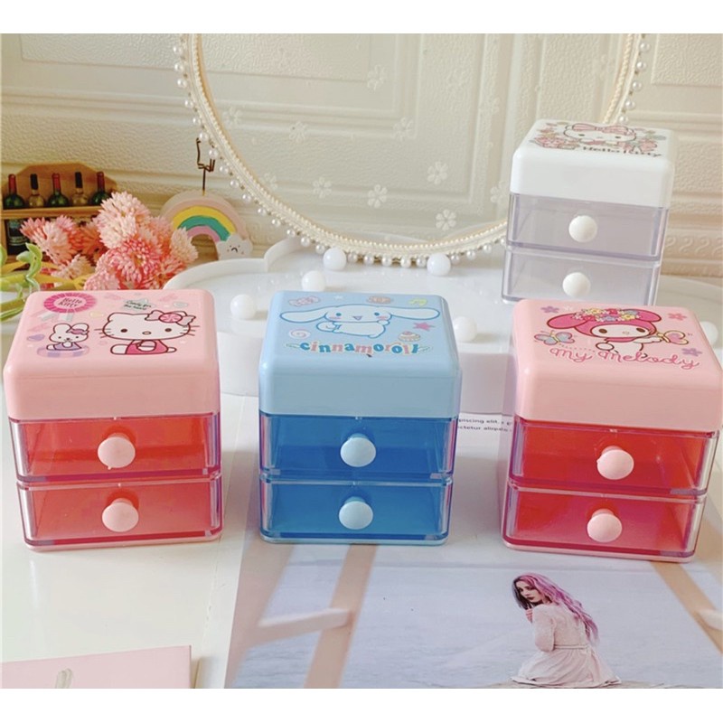 Tủ nhựa/ Hộp nhựa đựng sticker, washi tape, trang sức, vật dụng cá nhân nhiều ngăn tiên lợi, xinh xắn Tẻn Tẻn