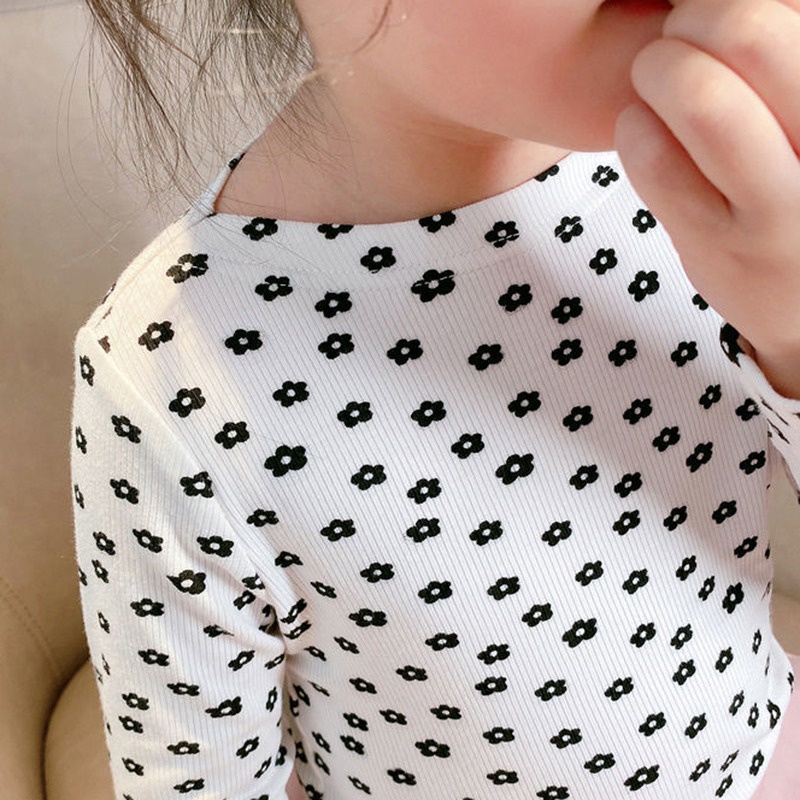 Áo thun tay dài cổ tròn chất liệu polyester thoải mái cho bé gái 4-6 tuổi tùy chọn họa tiết