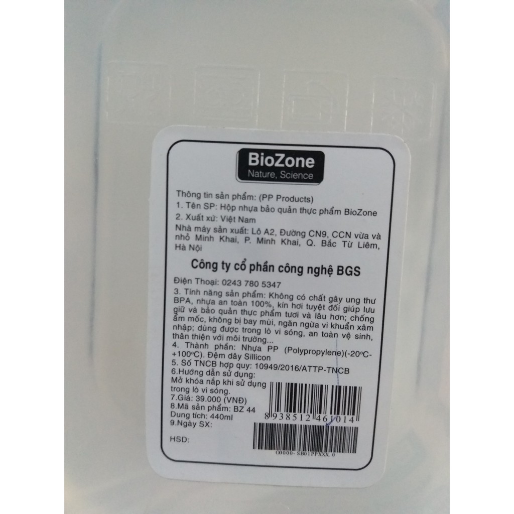 Hộp nhựa chịu nhiệt Biozone 440ml | BigBuy360 - bigbuy360.vn