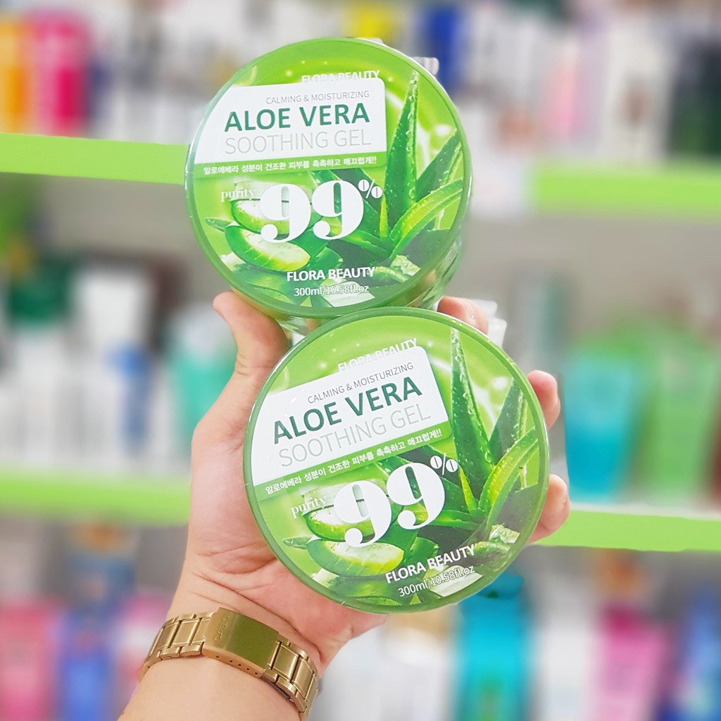 GEL LÔ HỘI FLORA BEAUTY CALMING &amp; MOISTURIZING ALOE VERA SMOOTHING GEL 99%