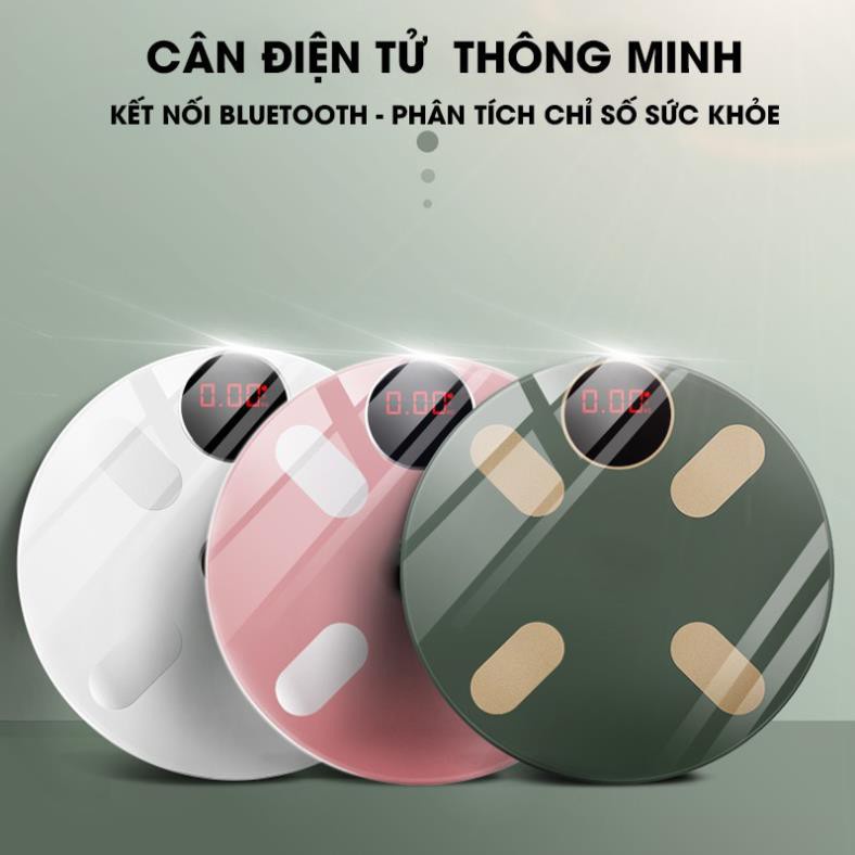 Cân Điện Tử Cân Sức Khỏe Kết Nối Bluetooth Phân tích số đo cơ thể Kiểm Soát Ăn Uống màu trăng và đen