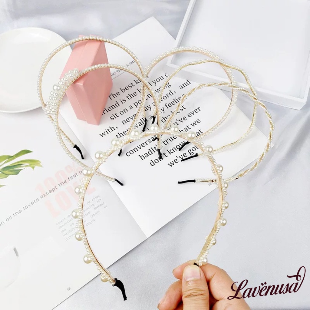 Bờm tóc kim loại đính ngọc trai nhân tạo thời trang thanh lịch LAVENUSA CT19