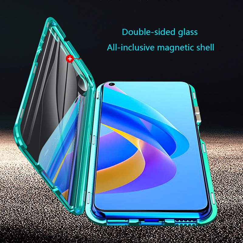 Ốp Điện Thoại Kính Cường Lực Cứng Hai Mặt Phối Khung Kim Loại Cho Oppo A96 A 96 A76 A36 A54 4G 5G Reno 7Z Reno7 5G
