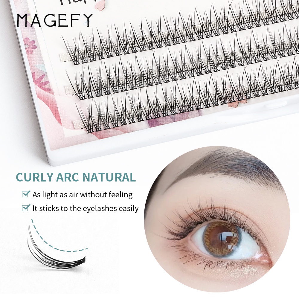 Hộp Lông Mi Giả MAGEFY Hình Đuôi Cá 10mm Màu Đen Tự Nhiên Trọng Lượng Nhẹ Dễ Sử Dụng
