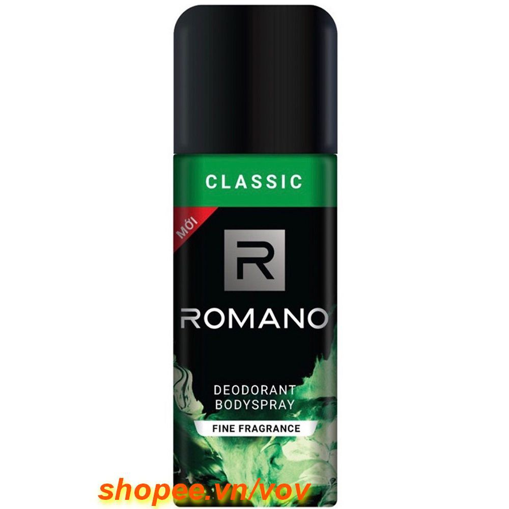 Xịt Khử Mùi Toàn Thân Cho Nam Romano Classic 150ML 100% chính hãng, vov cung cấp và bảo trợ.