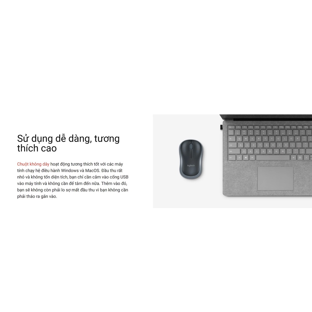 Chuột không dây Logitech B175 Optical Wireless (USB/đen) - Thời lượng pin lên đến 1 năm