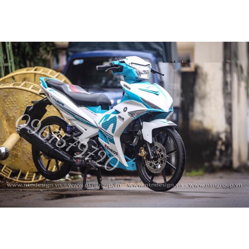 tem rời exciter 150 Movistar trắng xanh ,